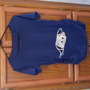 Maternity T-shirt with baby peeking out.